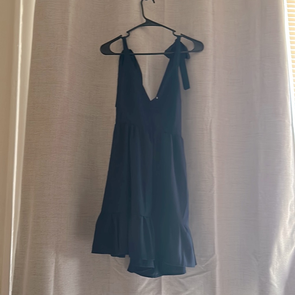 Navy Blue Open Back Dress